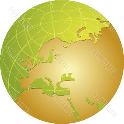 Map of Eurpe on globe  illustration