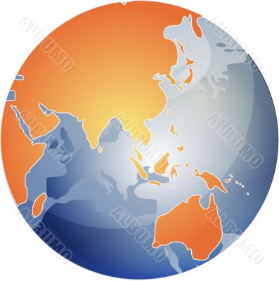 Map of Asia on globe  illustration