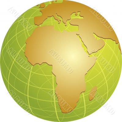 Map of Africa on globe  illustration