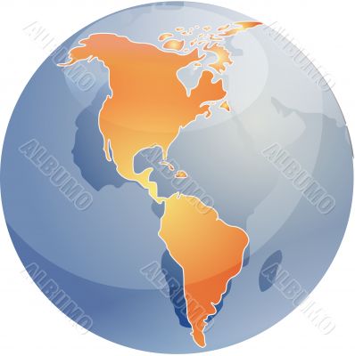 Map of the Americas on globe  illustration