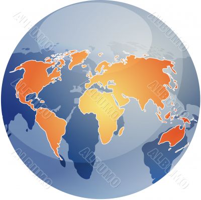Map of the world illustration on globe