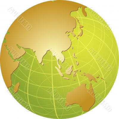 Map of Asia on globe  illustration