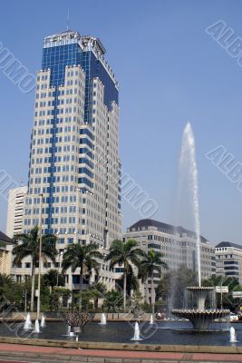 Building and fountain