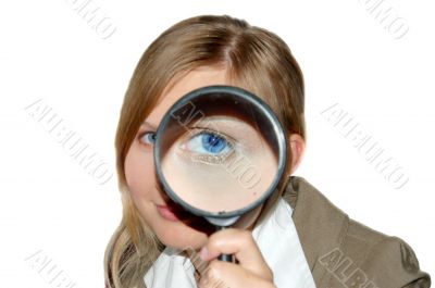businesswoman with Magnifying Glass