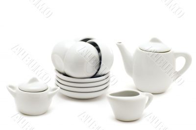 White tea service close up
