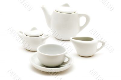 White tea service closeup