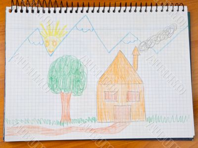 drawing of a beautiful landscape painted by a child