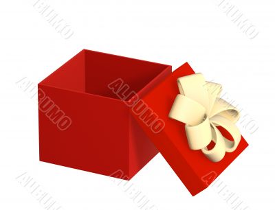 Opened gift 3d box of red color