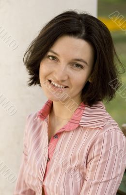 smiling brunet woman