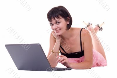 charming student with laptop