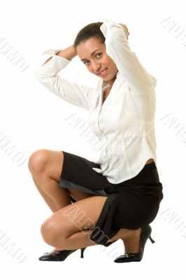 beautiful woman sits