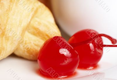 Macro shot of glaze cherries
