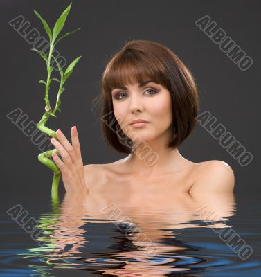 brunette with bamboo