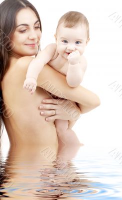 clean baby in mother hands