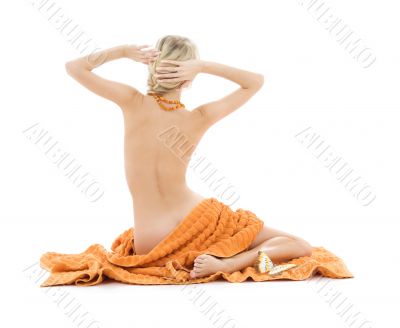 beautiful lady with orange towels