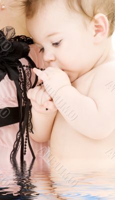 clean baby boy in mother hands