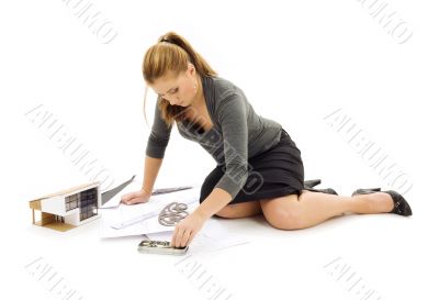 architect girl with house model