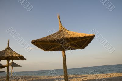 Thatched umbrellas