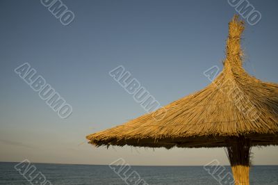 Single thatched umbrella
