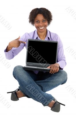 African girl with computer