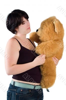 young lady with teddybear