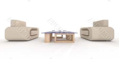 Interior of a living room. 3D image.
