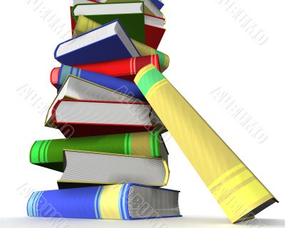 Pile of books. 3D the isolated image.