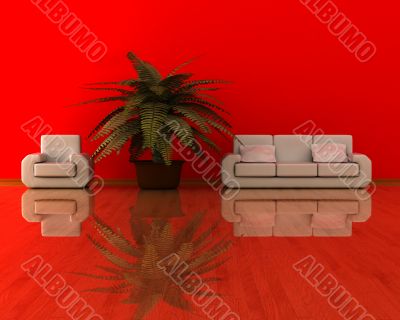 Interior of a living room. 3D image.
