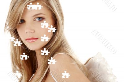sad blue-eyed angel puzzle portrait