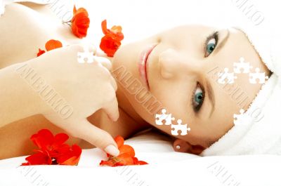 red flower petals spa puzzle