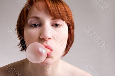 Portrait with bubble gum