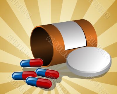 Illustration of open pillbox with pills