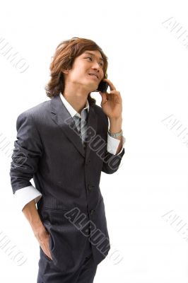 Asian business man and phone