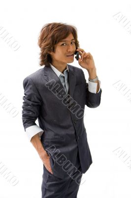 Asian business man and phone