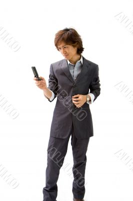 Asian business man and phone