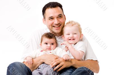 Smiling on daddys bosom