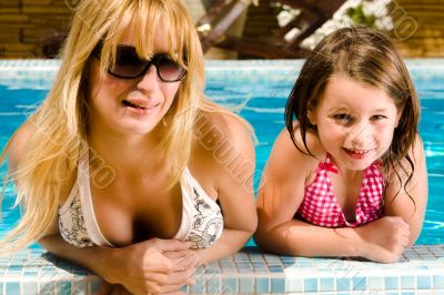 Together with my sister in the pool
