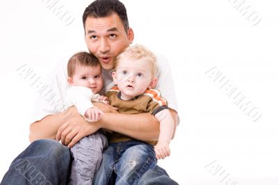 Daddy giving a grouphug