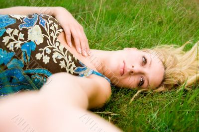 Girl and the green grass