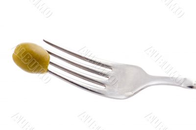 Olive on fork