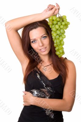 girl with green grapes