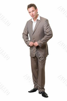 man clasps button oneself up