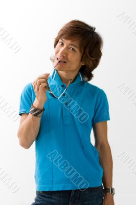 Happy Asian guy with sunglasses