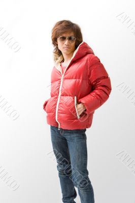 Cool Asian guy in red coat