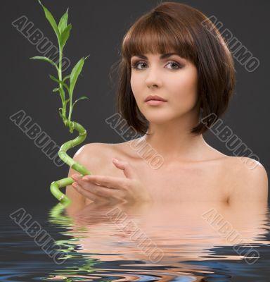 brunette with bamboo