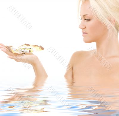 lovely blonde with butterfly