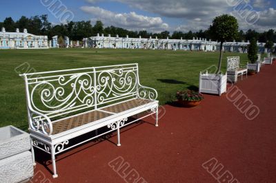 white openwork bench