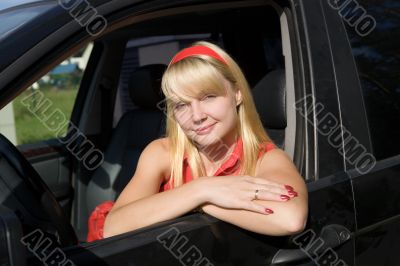 beautiful woman in the car