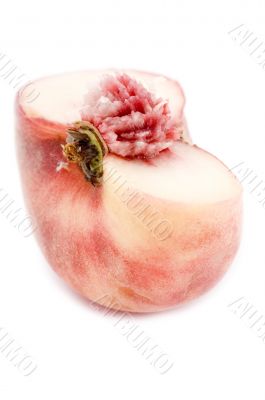 Cutting peach macro