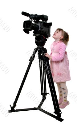 girl look in the camcorder